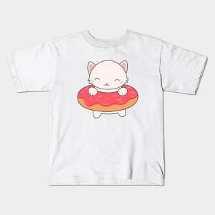 Kawaii Cute Donut Cat T-Shirt Kids T-Shirt